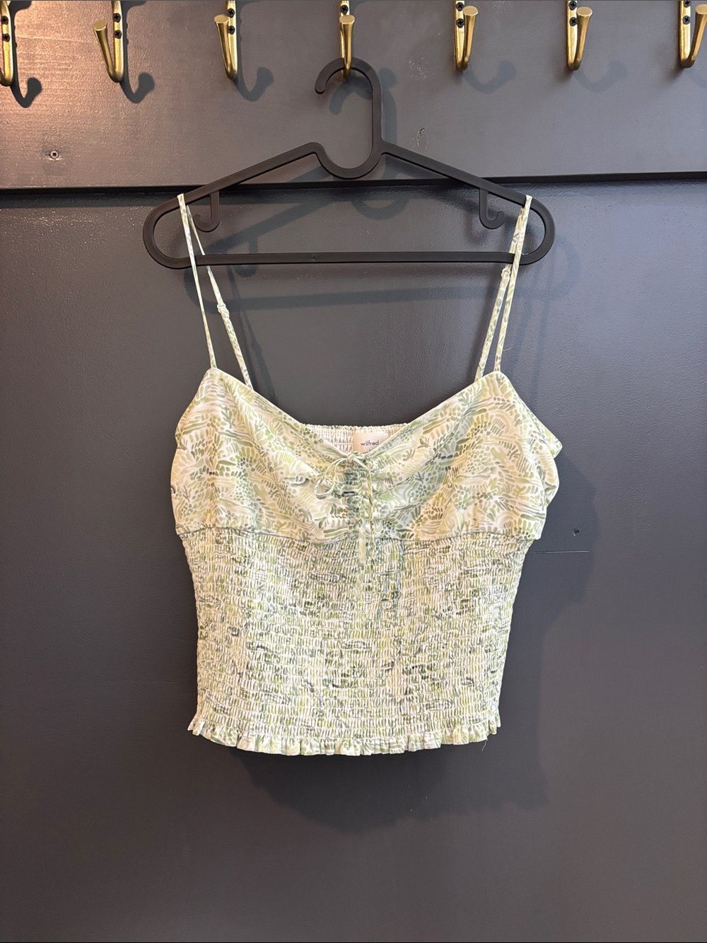 Wilfred Light Green Floral Smocked Cami with Adjustable Straps